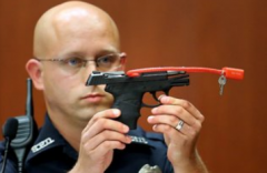 The gun that was used to kill Trayvon Martin was shown during the trial of George Zimmerman in Sanford, Fla., in 2013.